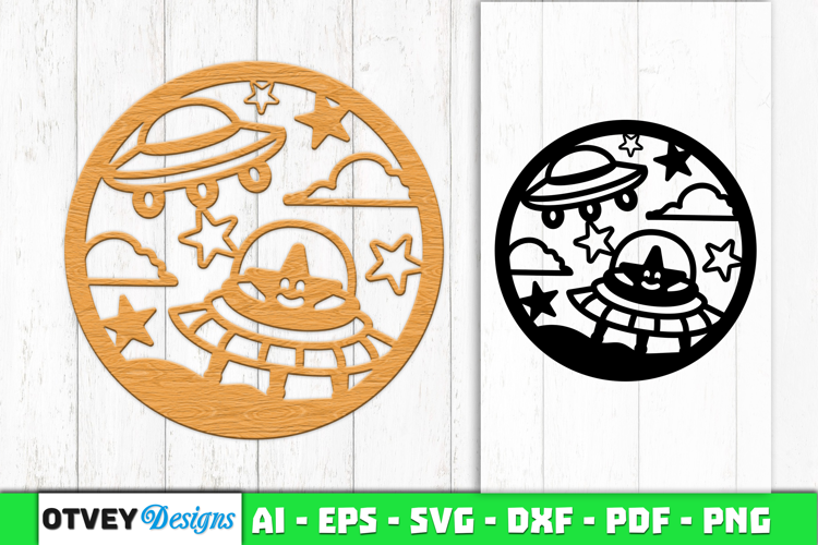 Space Scene Round Lasercut