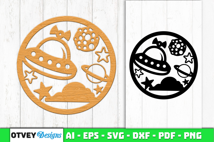 Space Scene Round Lasercut