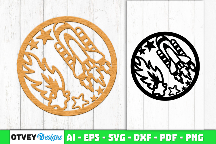Space Scene Round Lasercut