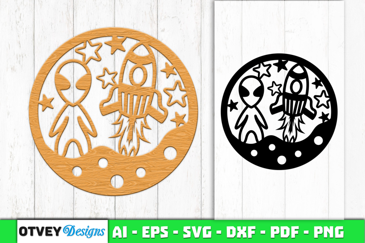 Space Scene Round Lasercut