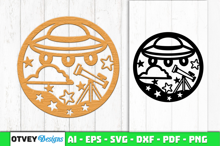 Space Scene Round Lasercut