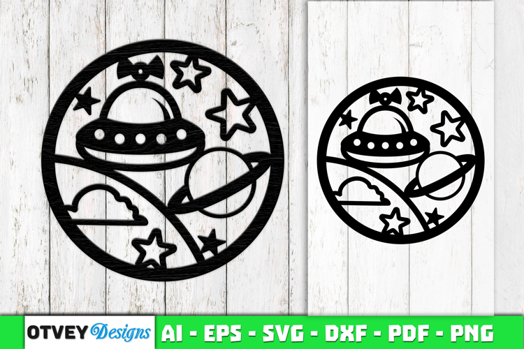 Space Scene Round Lasercut