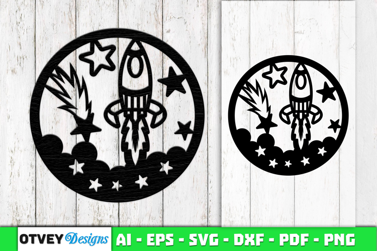 Space Scene Round Lasercut