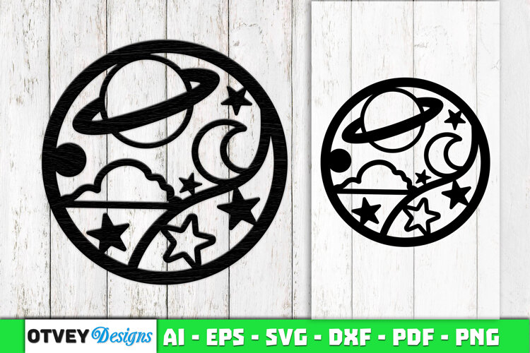 Space Scene Round Lasercut example image 1