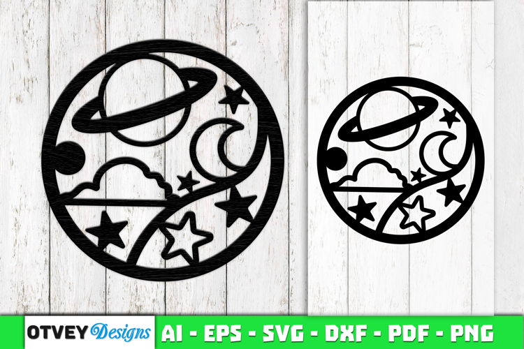 Space Scene Round Lasercut