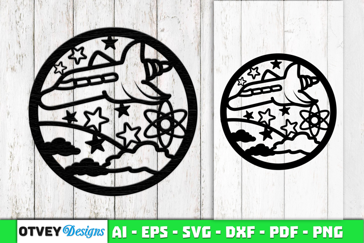 Space Scene Round Lasercut