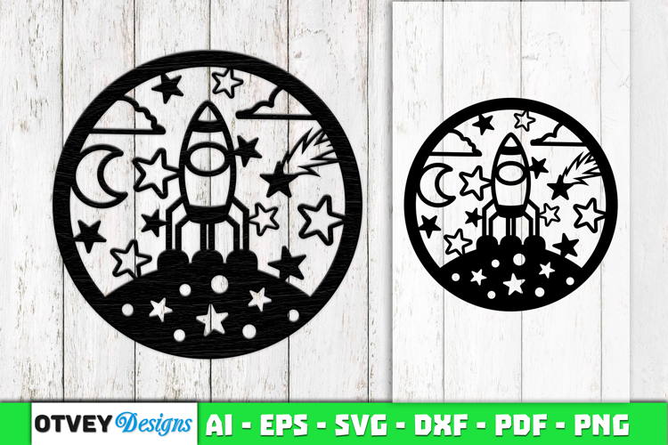 Space Scene Round Lasercut