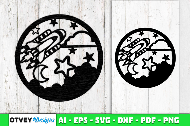 Space Scene Round Lasercut