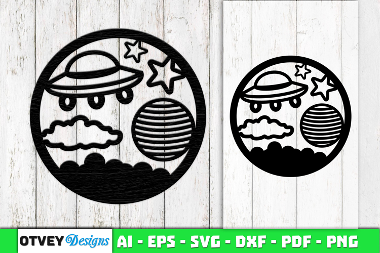 Space Scene Round Lasercut