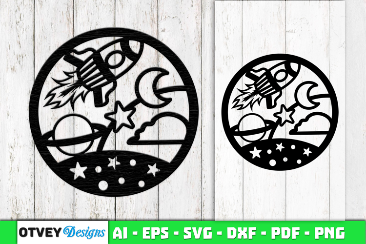 Space Scene Round Lasercut