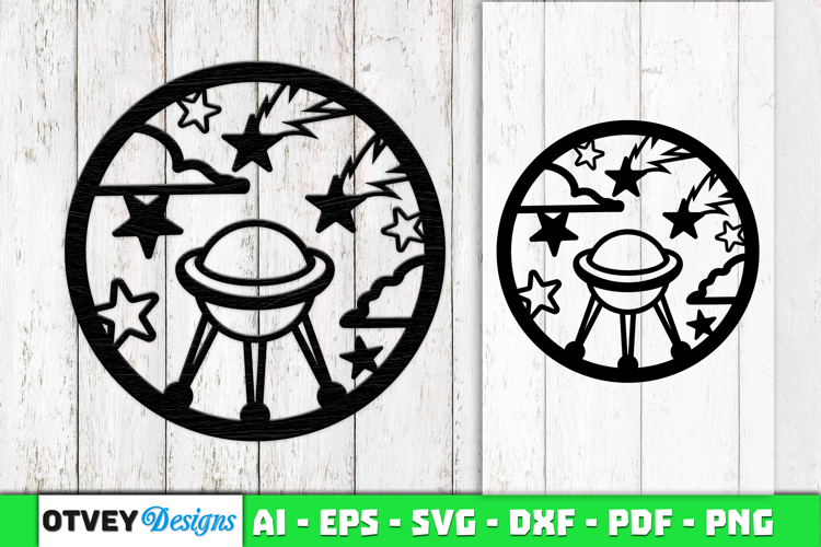 Space Scene Round Lasercut