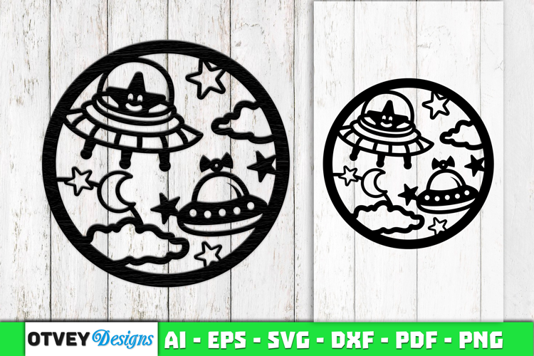 Space Scene Round Lasercut