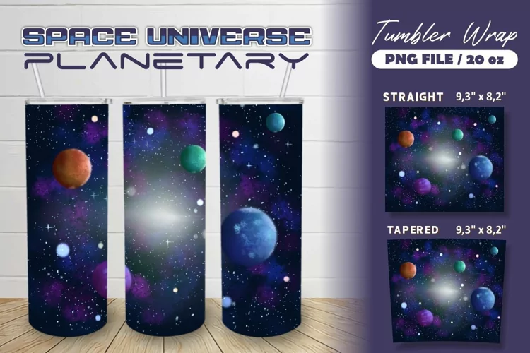 Space Universe Planetary Tumbler Wrap for Sublimation