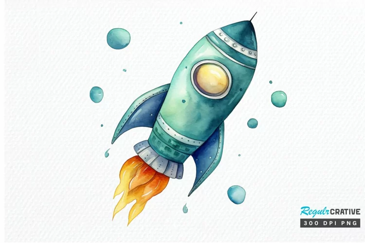 Spaceship Watercolor PNG Clipart