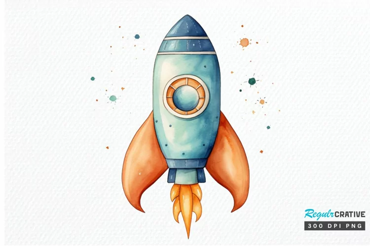 Spaceship Watercolor PNG Clipart
