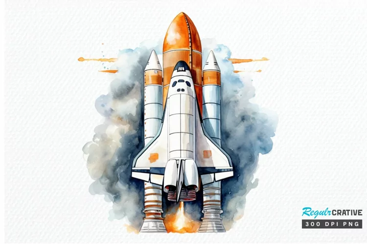 Spaceship Watercolor PNG Clipart