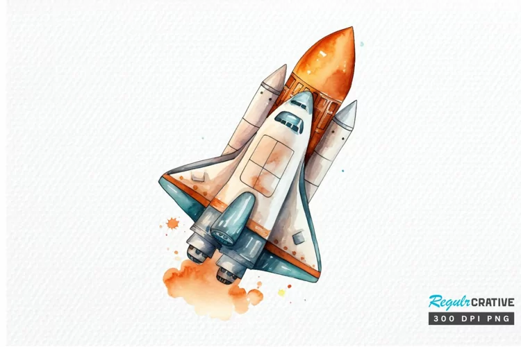 Spaceship Watercolor PNG Clipart