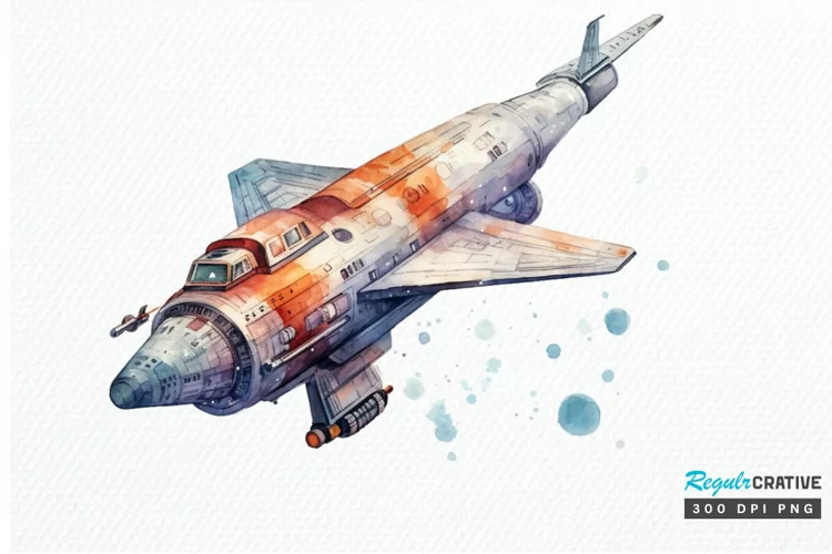Spaceship Watercolor PNG Clipart
