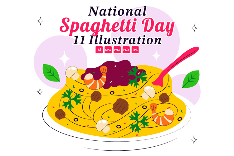 11 National Spaghetti Day Illustration
