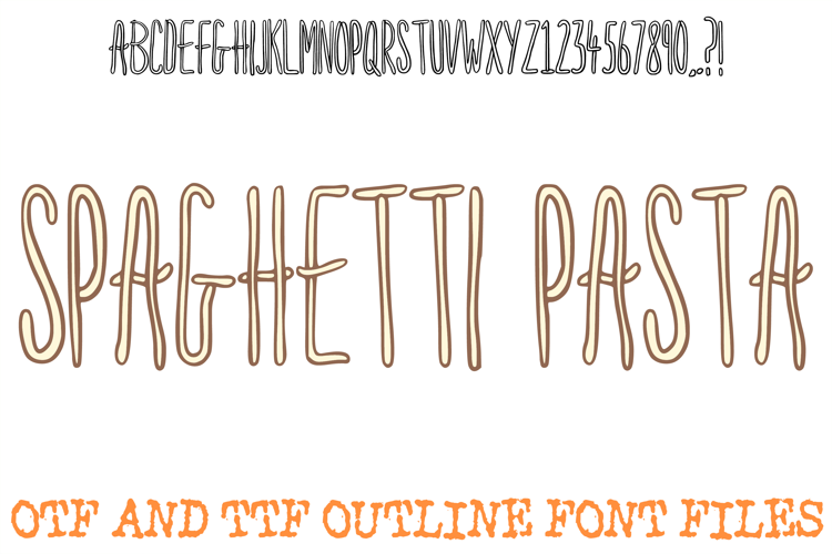 Spaghetti Pasta Lettering Font Food Thin ABC OTF Type