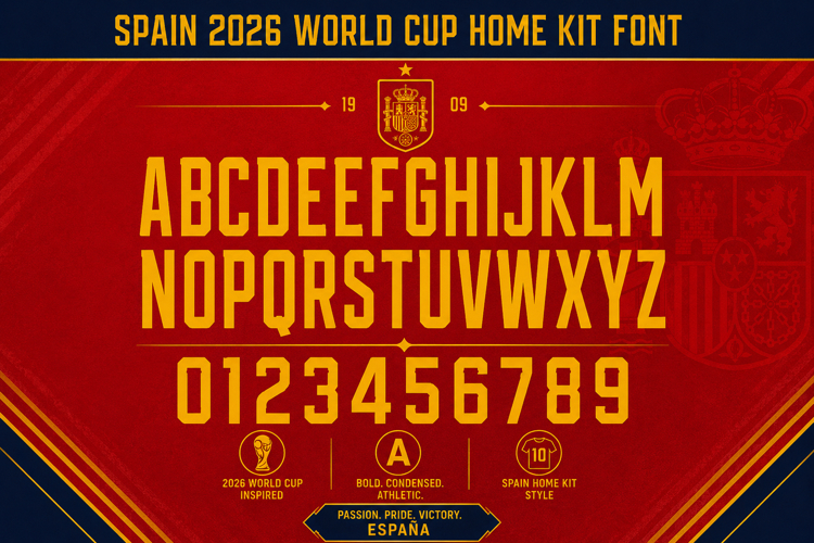 Spain España World Cup 2026 Font Jersey Font