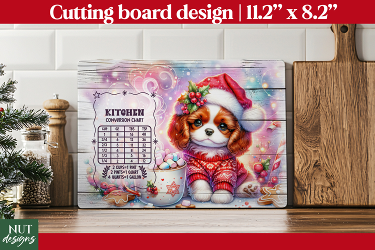 Christmas cutting board, Christmas Spaniel Baking Chart PNG