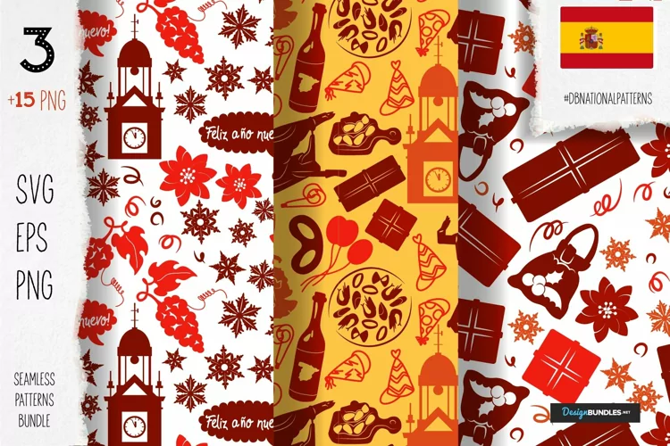 New Year in Spain pattern bundle Feliz año nuevo! Spanish