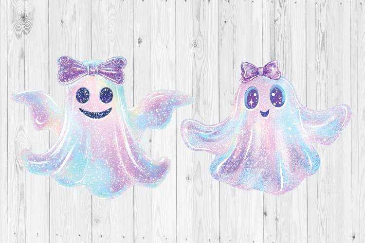 Sparkling Glitter Halloween Ghost PNG, Cute Ghost PNG