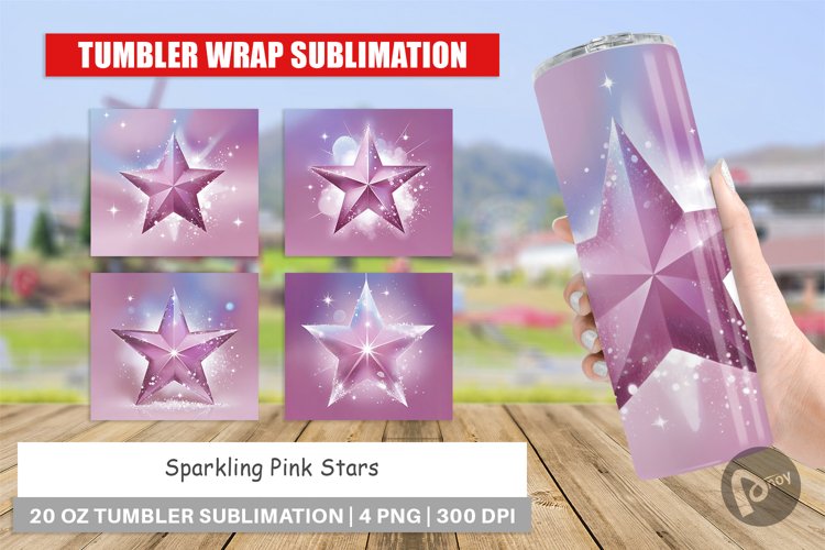 Tumbler Wrap Pink Stars