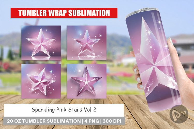 Tumbler Wrap Pink Stars