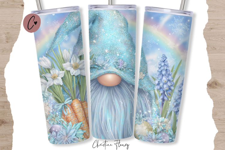 Easter Gnome Tumbler Wrap PNG | 20oz Skinny Tumbler PNG