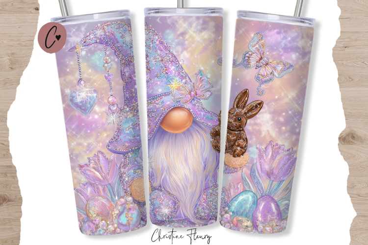 Easter Gnome Tumbler Wrap PNG | 20oz Skinny Tumbler PNG