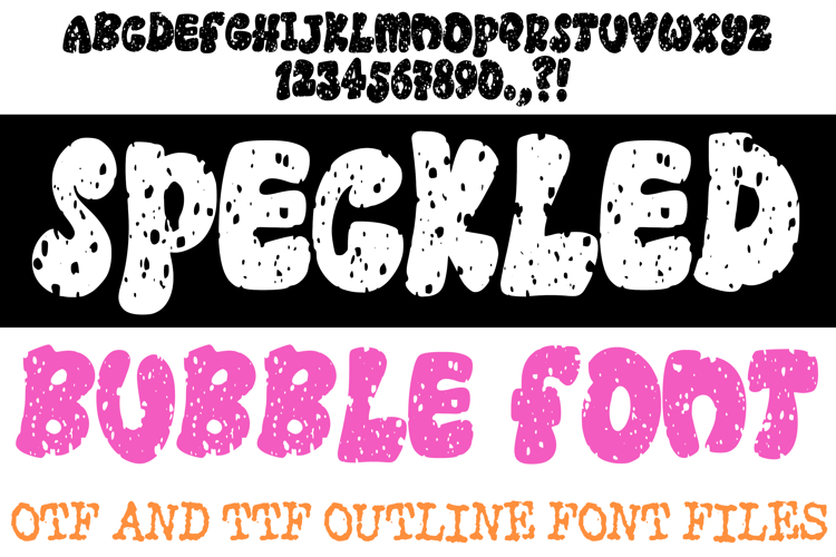Speckled Bubble Lettering Font Cartoon ABC OTF Type Comic