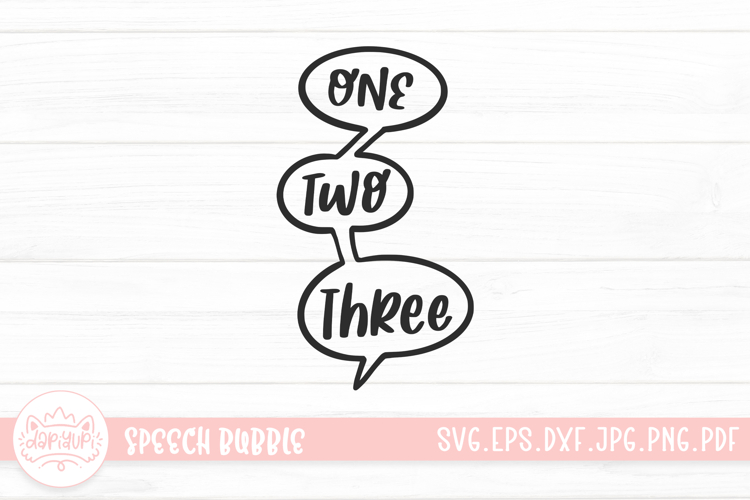 One Two Three Hand Drawn Letter Speech Bubble SVG