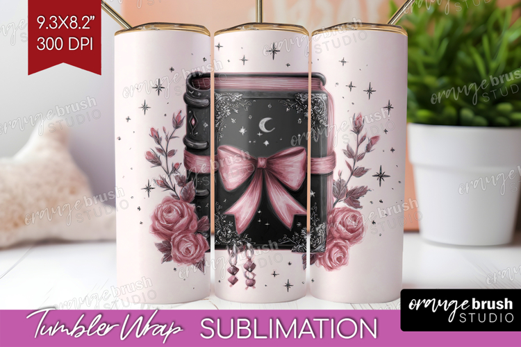 Spell Book Cute Tumbler Wrap Pink Halloween Tumbler PNG