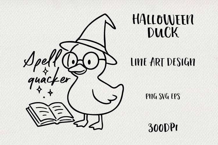 Line Art Cute Halloween Duck | EPS, SVG, PNG
