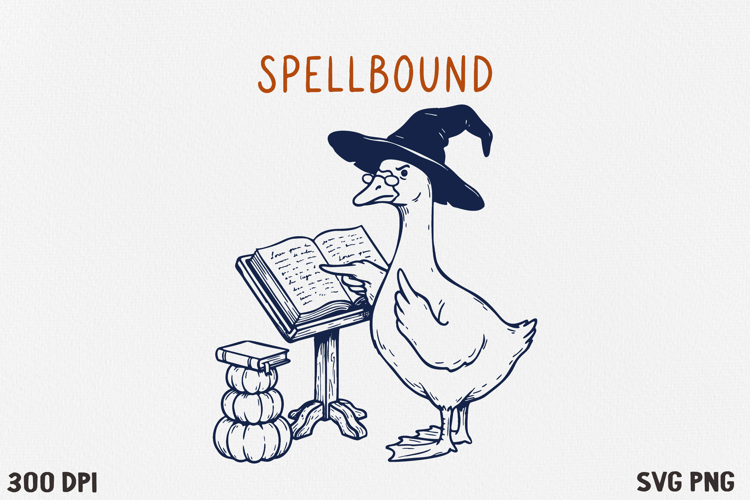 Bookish Halloween Goose SVG PNG |Witchy Reading Goose Design