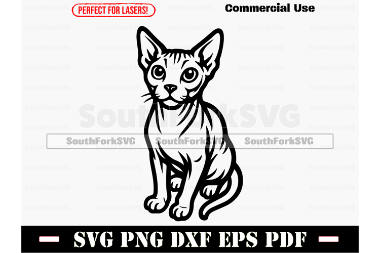 Sphynx Cat Begging Design SVG PNG DXF EPS PDF