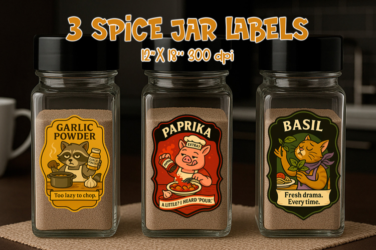 Funny Spice Jar Labels Printable | Garlic Paprika Basil
