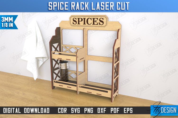 Spice Rack Laser Cut| Spice Caddy |Desktop Kitchen Organizer