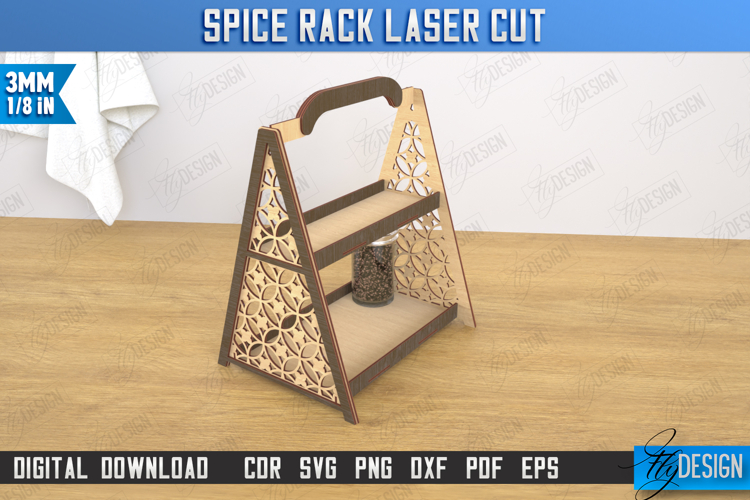 Spice Rack Laser Cut| Spice Caddy |Desktop Kitchen Organizer