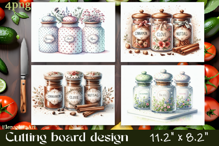 Kitchen Cutting Board , Spices and Herbs PNG example image 1