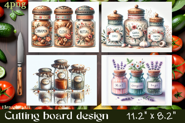 Kitchen Cutting Board , Spices and Herbs PNG example image 1