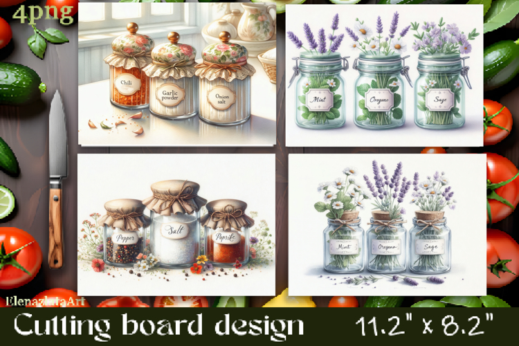 Kitchen Cutting Board , Spices and Herbs PNG example image 1