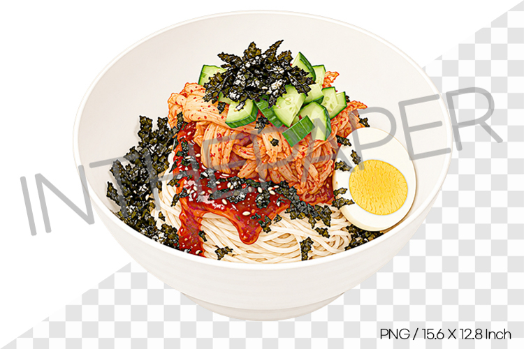 Spicy Cold Kimchi Noodles PNG Watercolor Clipart korean food