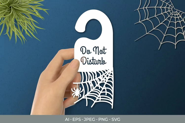 Spider & Spider Web Door Tag - Do Not Disturb SVG File