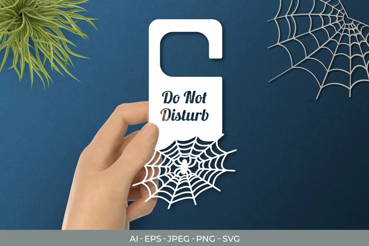 Spider & Spider Web Door Tag - Do Not Disturb SVG File