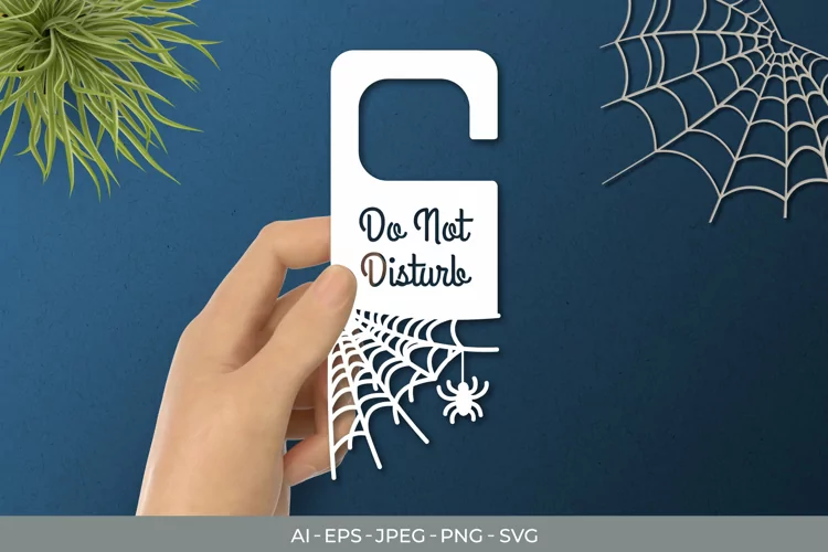 Spider & Spider Web Door Tag - Do Not Disturb SVG File