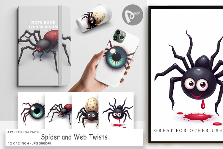 Digital Paper Spider and Web Twists
