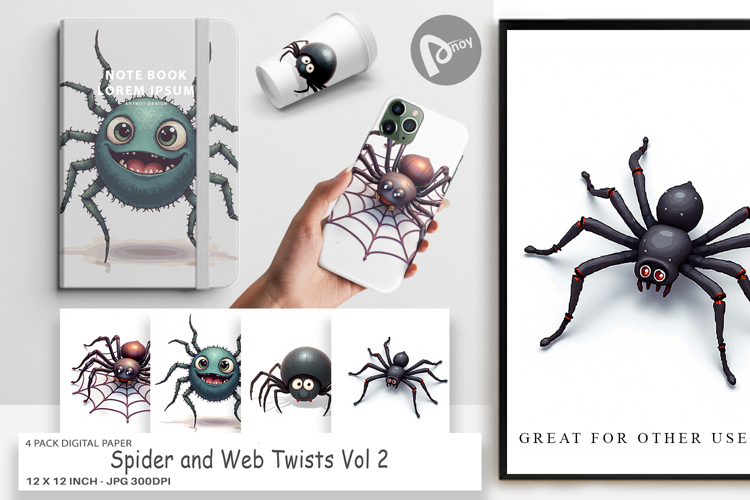 Digital Paper Spider and Web Twists